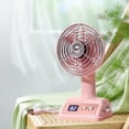 thumbnail image 4 of Retro Vertical Desk Fan USB Rechargeable – Aesthetic Mini Desktop Fan with LED Display, Quiet Multi-Speed Cooling Fan for Dorm, Bedroom, Office & Home Decor Use, Pink, 4 of 7