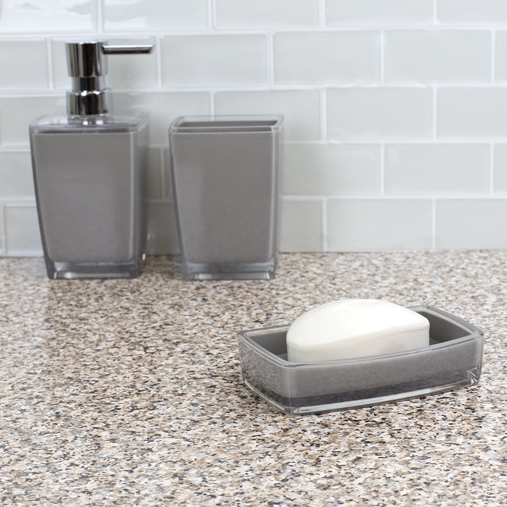 Home Basics Plastic Soap Dish, Grey