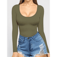 thumbnail image 4 of T-shirt Tunique Ajusté à Manches Longues à Encolure Dégagée pour Femmes Tee Vert G, 4 of 9