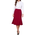 thumbnail image 2 of INSPIRE CHIC Fishtail Skirt for Women Panel High Waist Side Pockets Work Office Midi Skirts M Dark Red, 2 of 6