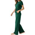 thumbnail image 3 of CALIPESSA Womens Round Neck Solid Loose Wide Legs Casual Summer Jumpsuits, 3 of 5