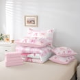 thumbnail image 6 of meiyoeat Ribbon Bow Letter Print 7 Pieces Full Size Bedding Sets For Girls,Pink Plaid Bowknot Alphabet A Full Size Bed in a Bag For Kids,Pink Reversible, 6 of 7