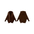 thumbnail image 3 of Women'S Solid Color Long-Sleeved V-Neck Hooded Jacket Casual Loose Plush Buttonless Jacket Coffee Color 5XL, 3 of 7