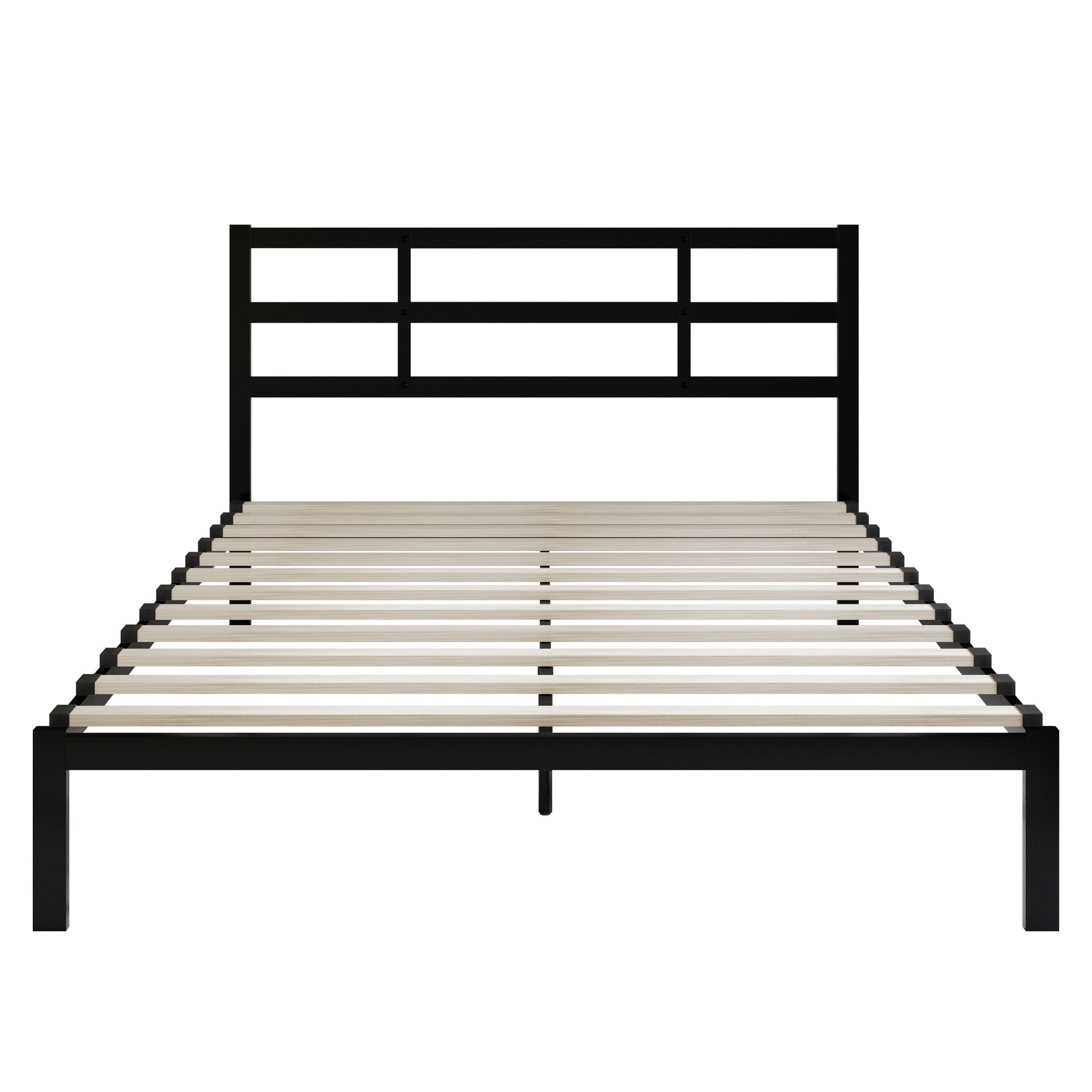 Home Design Sumter Queen Metal Bed Frame with Under-Bed Storage, Sturdy Slats, Black, Easy Assembly, Adult