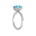 thumbnail image 2 of Blue Topaz 2.50 ctw Ring with Diamonds 14K White Gold Flower Vintage Halo, 2 of 6