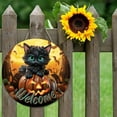 thumbnail image 4 of OVINYER Welcome Sign For Front Door Door Signs With Pumpkin Dark Ambience Hanging Decor For Home Hallween Party (11.81 Inch) Decals, 4 of 6