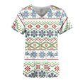 thumbnail image 1 of Puntoco Tops de mujer de manga corta con cuello en V, estampado de uniforme de trabajo con blusa de bolsillo Puntoco Puntoco-2952, 1 of 4