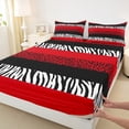 thumbnail image 3 of Manfei Zebra Cheetah Print Twin Sheet Sets, Geometric Stripe Twin Fitted Sheet, Red White Black Aesthetic Flat Sheet for Girls, Lightweight Room Decor 3-Piece, 3 of 7