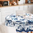 thumbnail image 2 of Blue and White Porcelain Waterproof Fabric Tablecloth,Rectangle Watercolor Wrinkle Oil-Proof Resistant Table Cover for Dining Table, Buffet Parties and Campin,(60" inch Round), 2 of 6
