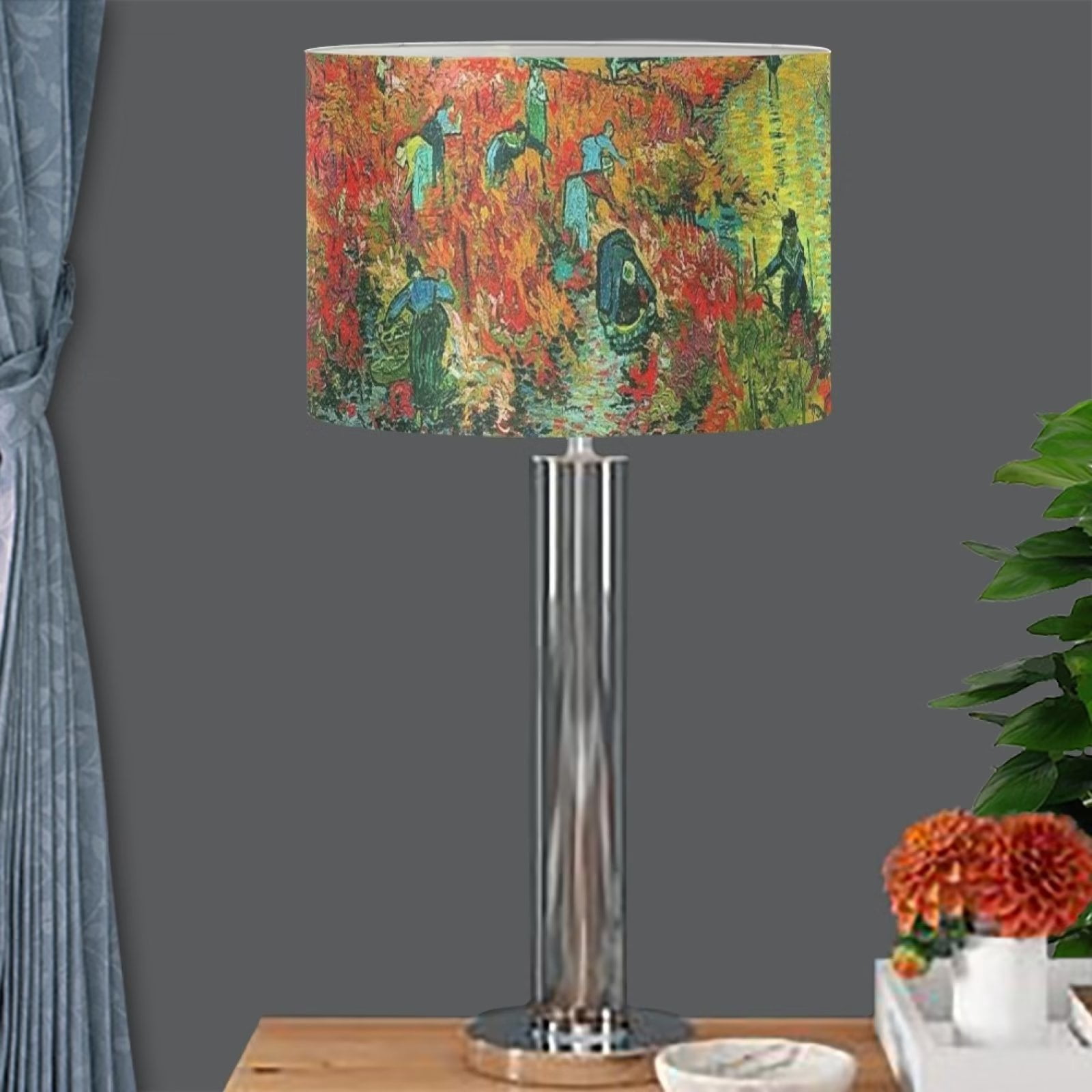 NETILGEN Cylinder Lampshade The Red Vineyard Lampshades for Table Lamp ...