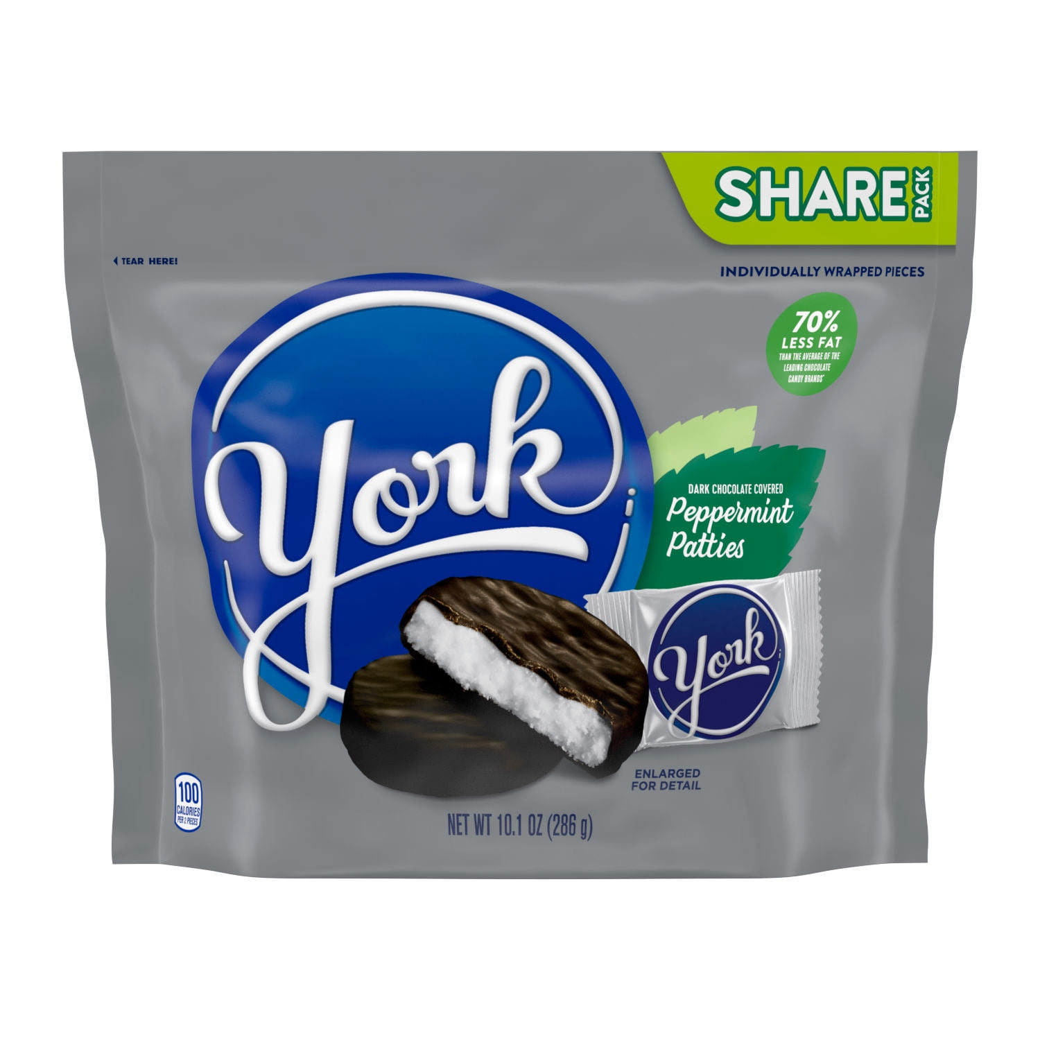YORK Peppermint Patties Dark Chocolate Candy, Individually Wrapped, 10.1 oz, Share Bag