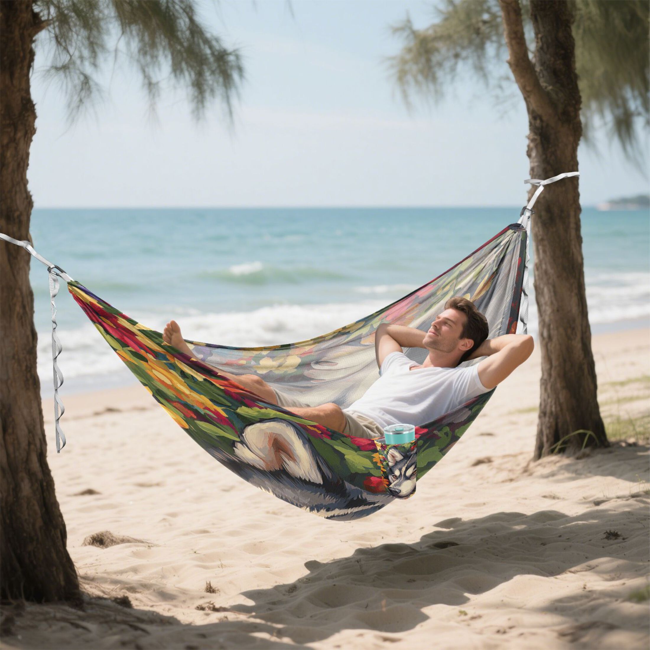 Hammock Camping Hammock Nylon Portable Hammock Travel Camping Hammock Husky Flowers