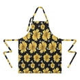 thumbnail image 2 of Black Bee Yellow Flower Pattern Apron-Garden Aprons for Women with Pockets-Cotton Linen Waterproof Kitchen Cooking Gardening Aprons Adjustable for Kitchen,Cooking,BBQ and Salon 33x27 Inch, 2 of 7