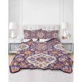 thumbnail image 3 of Purple Boho Queen Size Down Alternative Comforter, Lightweight Comforter Quilt Bedding Set with Pillow Shams Country Retro Tribal Southwest Pattern All Seasons Bed Comforter Duvet Insert 90"x96", 3 of 7