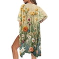 thumbnail image 5 of Xoenoiee Embroidery Daisy Flower Print Women's Kimono Swimsuit Coverups Beach Casual Cardigan Half Sleeve Bathing Suit Cover Up for Summer Swimwear Beachwear, 5 of 7