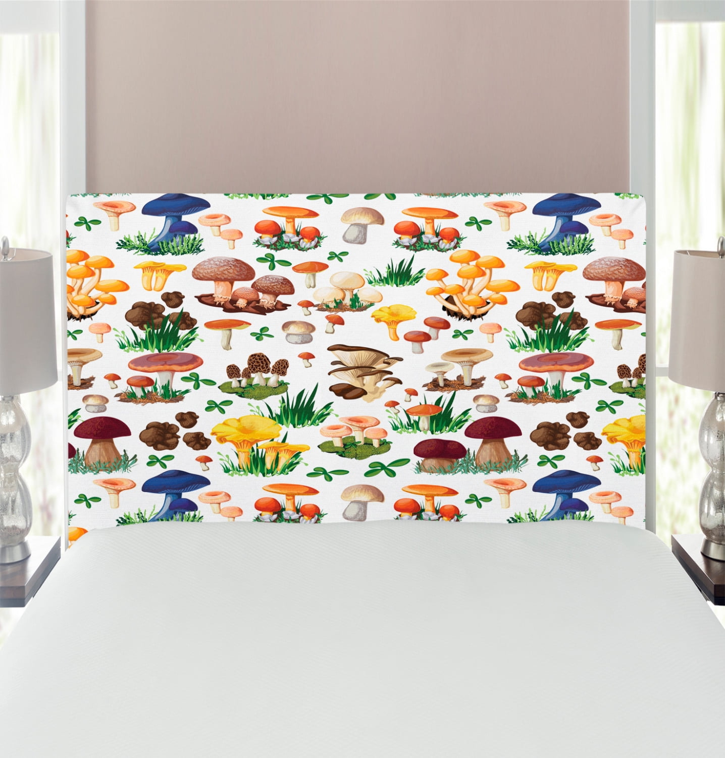 Mushroom Headboard, Pattern Types of Mushrooms Wild Species Natural
