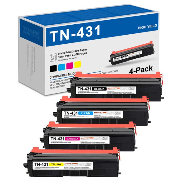 TN431 4PK TN-431BK TN431C TN-431M TN431Y Cartouche de Toner Haute Capacité 4 Pack Remplacement pour MFC-L8690CDW L8900CDW L9570CDW L9570CDWT D