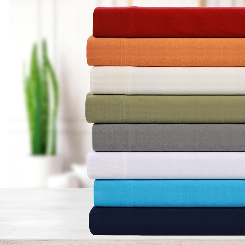 Superior Solid Flannel Cotton Pillowcases, Set of 2, Standard, Gray