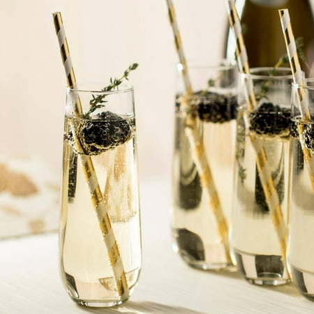 Small Flutes - Libbey Stemless Champagne Flute Glasses, Set of 12