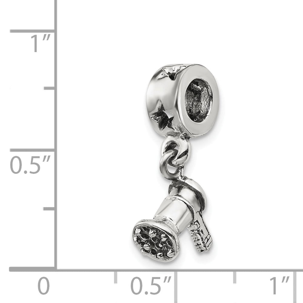 Fancy Bead White Sterling Silver Themed 22.73 mm 3.64 Reflections Hair Dryer Dangle Bead