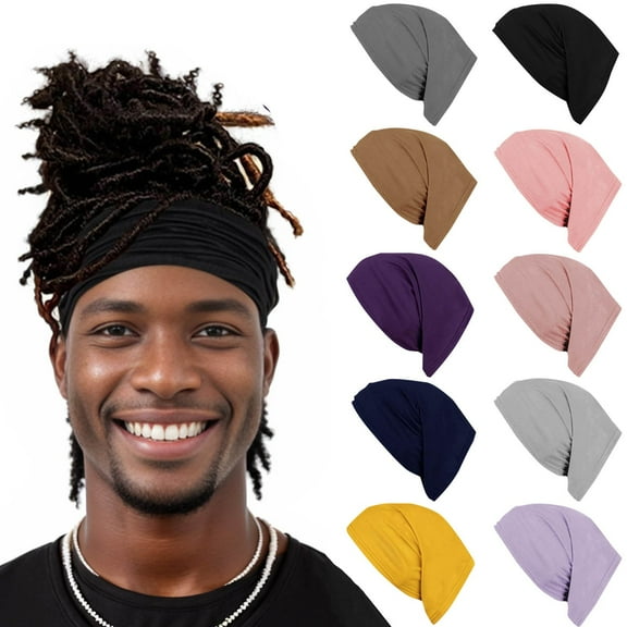 Wiicoznt Head Scarf for Men Solid Color Printed Soft Headscarf Light Weight Hip Hop Street Headwraps