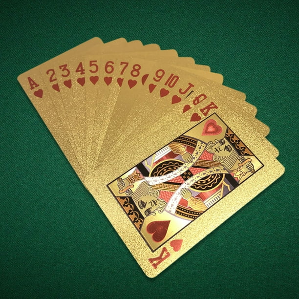 Butwevi Cartes à jouer étanches Feuille d'or en plastique Poker