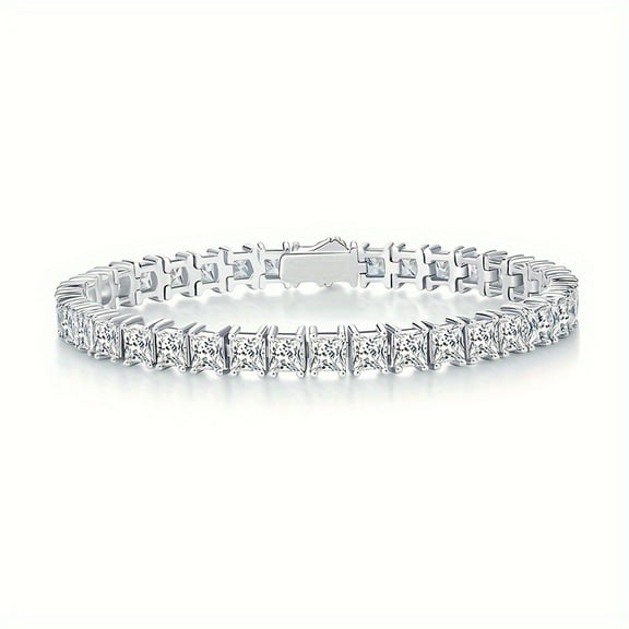 Luxury Moissanite Tennis Bracelet - 925 Sterling Silver with 18k Gold Plating, Unisex, Perfect for Couples, Fashion Must-Have, Ideal for Valentines Day, Wedding, Anniversary, and Birthday Gifts