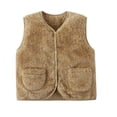 thumbnail image 4 of Splozh Girls Fleece Vest Fashion Toddler Girl Boy Solid Color Warm Thick Sleeveless Soild Color Vest Clothes Zipper Vest Warm Outwear,Khaki,4-5 Years, 4 of 4