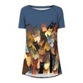 thumbnail image 4 of Camisetas de cuello redondo para mujer Camisetas con estampado vintage Camisetas de manga corta Blusa Tops Fridja bn4485, 4 of 5