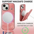 thumbnail image 5 of Feishell Back Case for iPhone 13,Compatible with Magsafe Charging,Premium PU Leather Back Flip Wallet Cover with Credit Card Slots & Zipper Pocket Shockproof Protective Phone Case,Pink, 5 of 13
