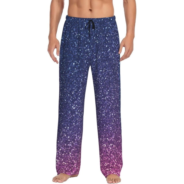 Balery Violet Glitter Pantalones de pijama para hombre, pijama ultraligero, pantalón de descanso-X-Large