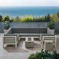 thumbnail image 2 of Samson Outdoor U-Shaped Sectional Sofa Set with Fire Pit, Weathered Gray with Dark Gray and Light Gray, 2 of 13