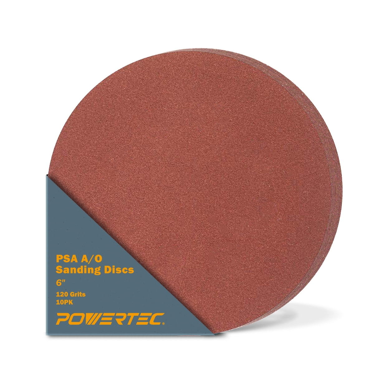 Powertec 110220 6-inch Psa 120 Grit Aluminum Oxide Self Stick Sanding Disc, 10-pack