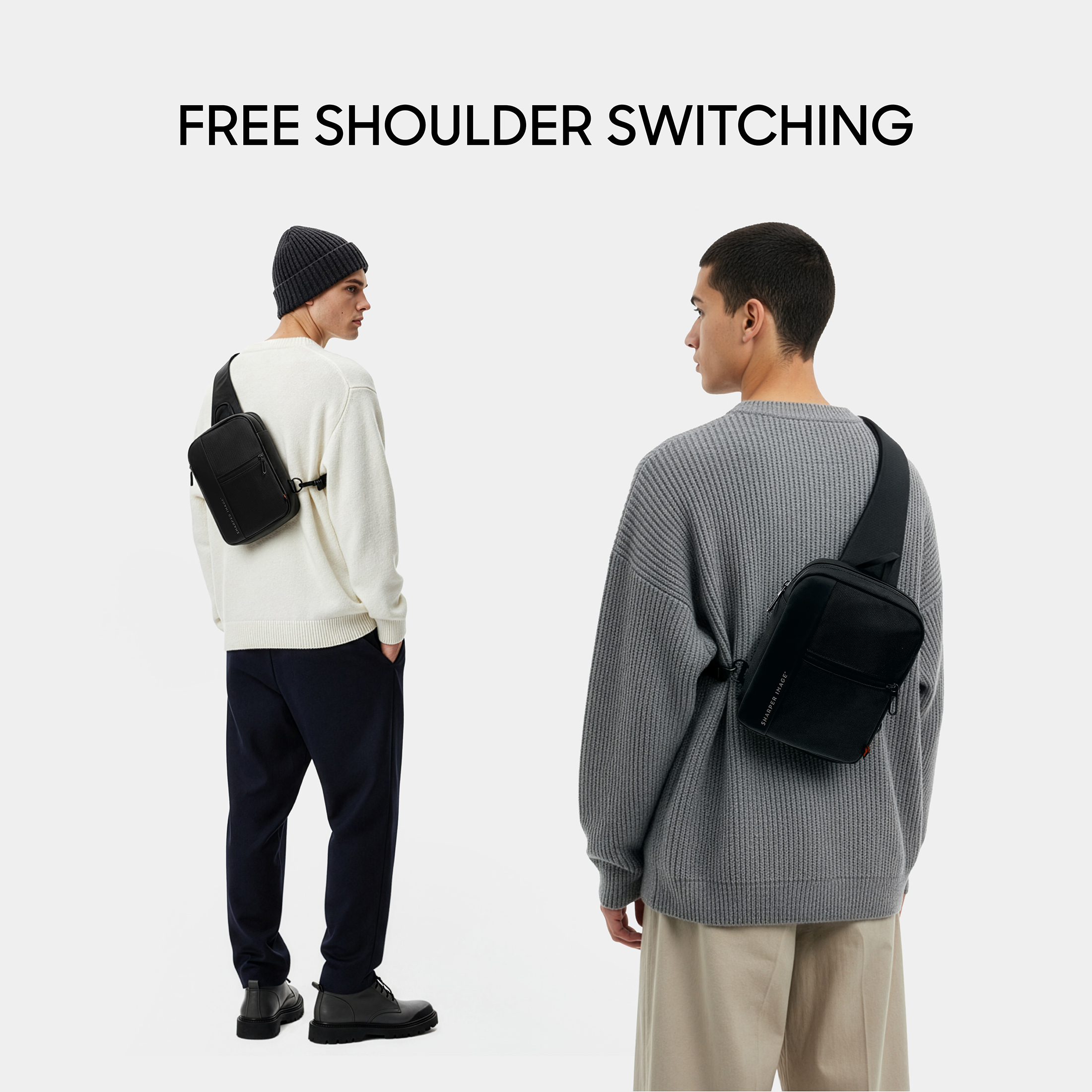 Sharper Image Signature Crossbody Bag, Water Resistant Sling Backpack, Daypack Shoulder / Chest Bag for Travel, Hiking, Outdoor, Black