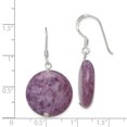 thumbnail image 2 of 925 Sterling Silver Purple Lepidolite Circle Drop Dangle Earrings Pearl Natural Stone Shell, 2 of 6