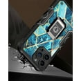 thumbnail image 2 of For iPhone 14 Pro (6.1") Marble IMD Stone Design Hybrid Armor Magnetic Ring Stand Kickstand Heavy Duty Rugged Cover ,Xpm Phone Case [ Blue Gold ], 2 of 5