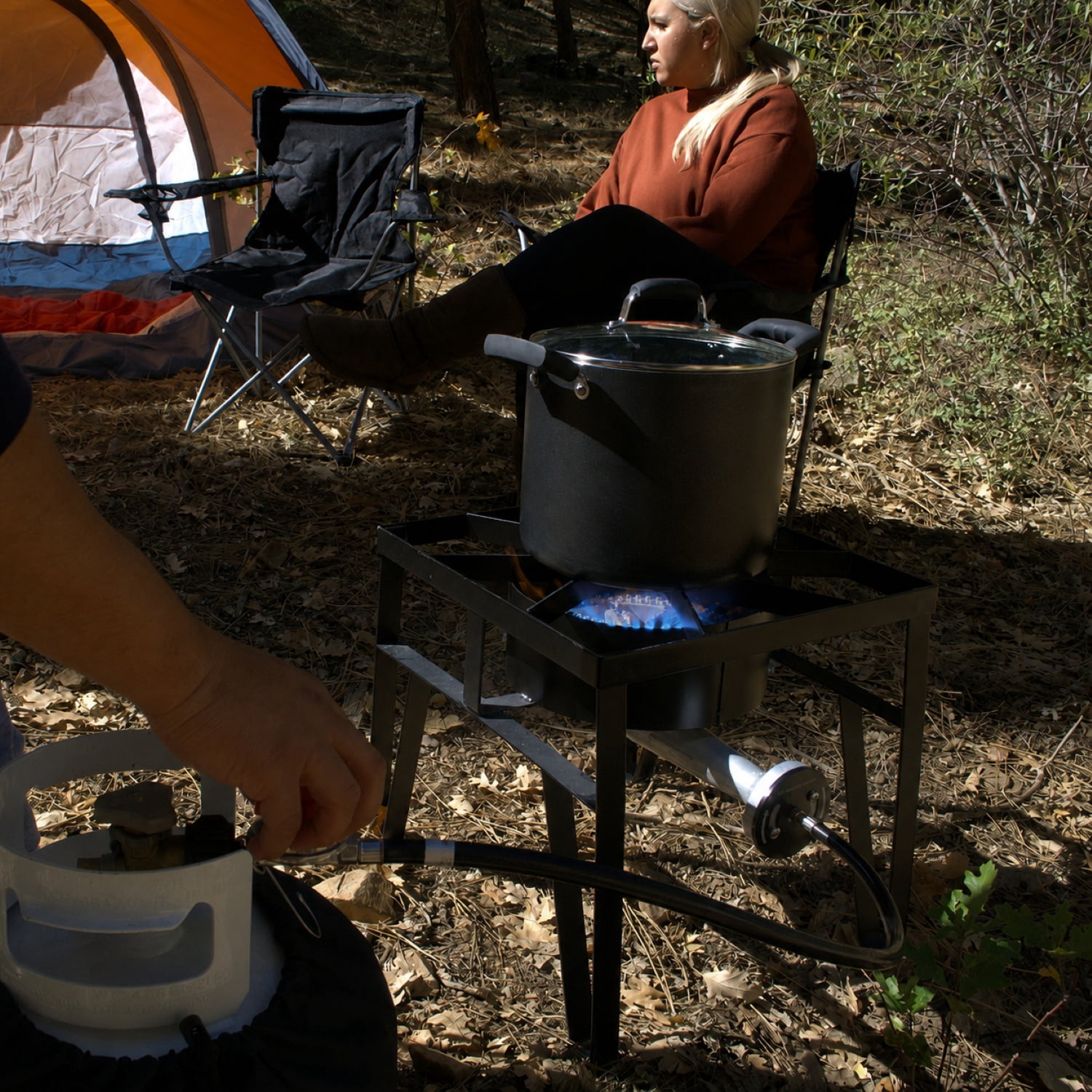 Flame King Heavy Duty 200K BTU Turkey Fryer Single Propane Burner Bayou Cooker Outdoor Stove