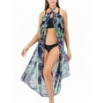 thumbnail image 3 of DYMADE Womens Summer Beach Bikini Sunscreen Printing Sheer Chiffon Lace-Up Swim Dress Cover-ups, 3 of 4