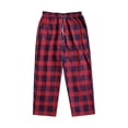 thumbnail image 4 of Mens Cotton Plaid Pajama Pants Elastic Waist Drawstring Soft Baggy Casual Wide Leg Lounge Pants Red XL, 4 of 7