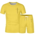 thumbnail image 4 of IWRICH Summer Outfits for Men 2 Piece Solid Color Short Sleeve Shirts and Shorts Sets Yellow XL, 4 of 4