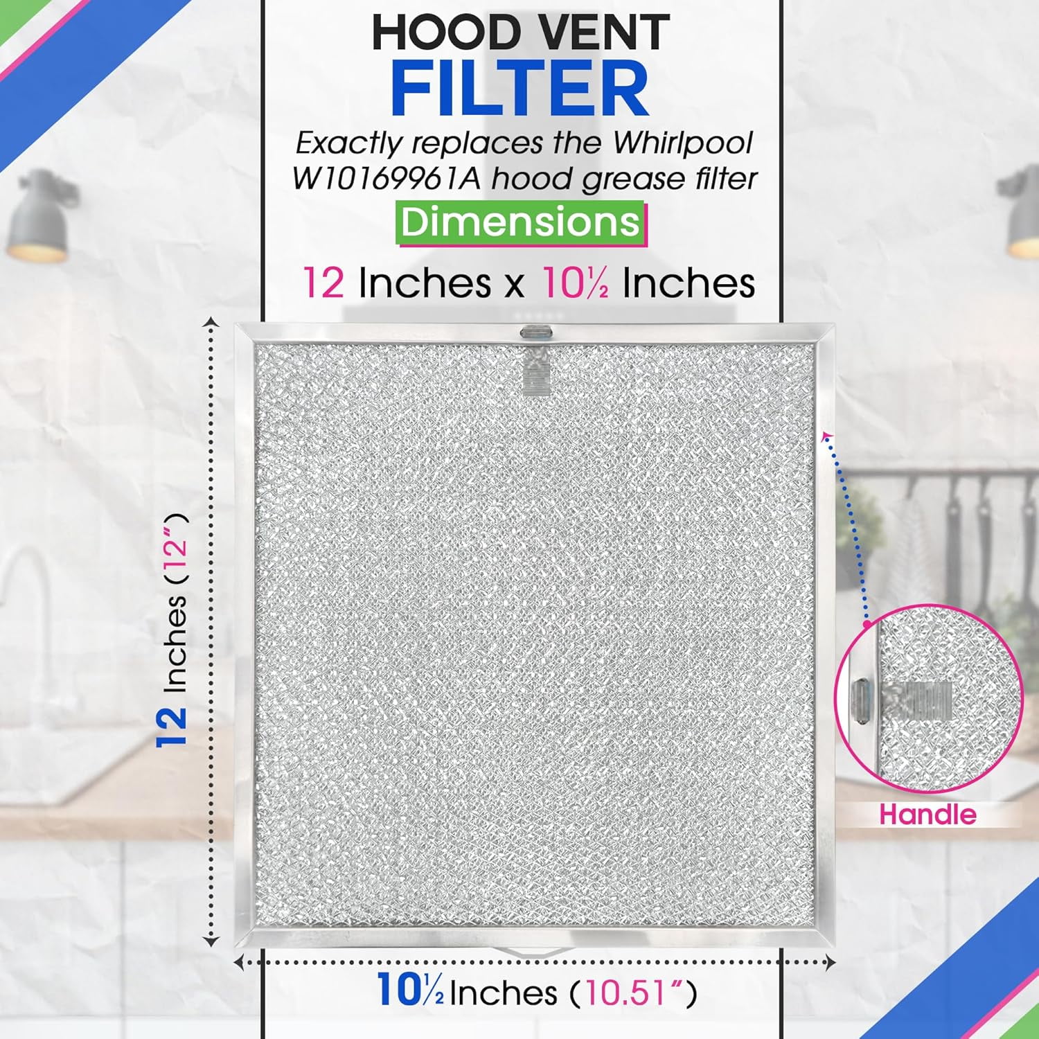 Stove Hood Vent Filter 11.60” x 11.22” BPQTAF S99010316 Compatible with Broan Range Hood Filter Replacement - Aluminum Mesh Kitchen Overhead Fan Screen - Blocks Grease & Filters Oven Air (1-Pk)
