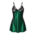 thumbnail image 6 of Abomasnow Women's Satin Nightgown Spaghetti Strap V‑Neck Chemise Dress Floral Lace Trim Backless Sleepwear, 6 of 6