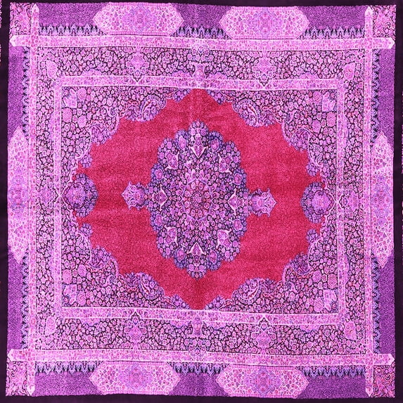 Ahgly Company Indoor Square Medallion Pink Traditional Area Rugs, 3' Square