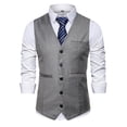 thumbnail image 1 of Chaqueta de Traje de Ocio de Bolsillo sin Cuello en V de Color Sólido sin Mangas, Trajes de Hombre de Ajuste Delgado para el Uso Formal Informal, 1 of 7