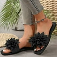 thumbnail image 2 of Dakaela Slide Sandals for Women Flower Square Open Toe Summer Slippers Beach Vacation Casual Flat Shoes, 2 of 7