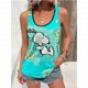 thumbnail image 3 of Camisetas sin mangas para mujer, cuello en U, básicas, con estampado de dibujos animados de Snoopy, informales, negras, sin mangas, estilo playero para vacaciones de verano para mujer, 3 of 5