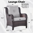 thumbnail image 3 of Gymojoy 2-Piece Patio Furniture Chair,Outdoor PE Wicker Lounge Chair with Deep Seating,Beige Cushion, 3 of 6