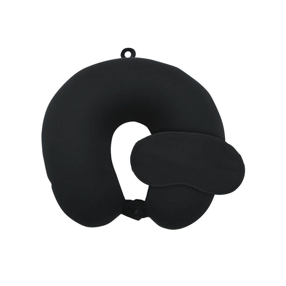30" MATCHING NECK PILLOW & EYE MASK, BLACK