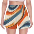 thumbnail image 3 of FORMRS Womens Swim Shorts Mesh Liner Quick Dry Casual Beach Board Bottom with Pockets, Sizes S-2XL, Beige Abstract Wavy, 3 of 9