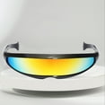 thumbnail image 3 of D-GROEE Futuristic Shield Sunglasses for Cosplay Mirrored Lens Visor Narrow Cyclops Novelty Party Shield Cool Alien Sunglasses, 3 of 8
